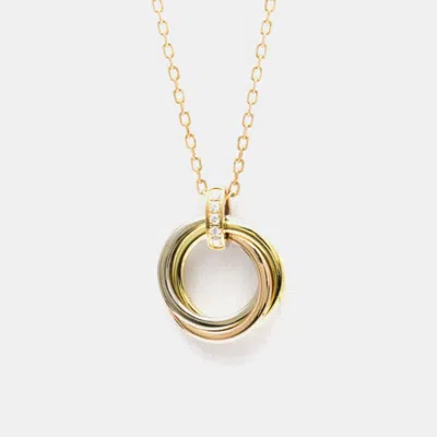 Pre-owned Cartier Trinity 18k Yellow Rose White Gold Diamond Necklace