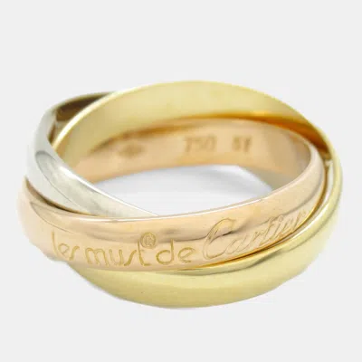 Pre-owned Cartier Trinity 18k Yellow Rose White Gold Ring Eu 51