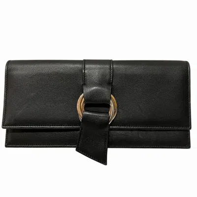 Pre-owned Cartier Trinity Black Leather Coin Purse/coin Case ()