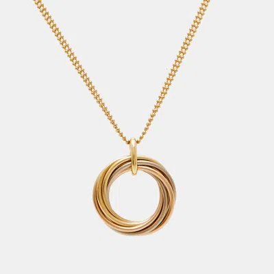 Pre-owned Cartier Trinity Diamond 18k Three Tone Gold Necklace