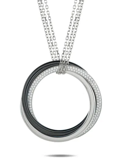 Pre-owned Cartier Trinity Diamond And Ceramic Necklace In Silver