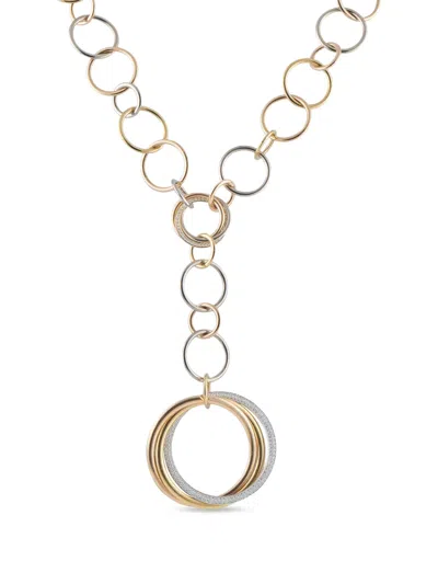 Pre-owned Cartier Trinity Diamond Necklace In Gold