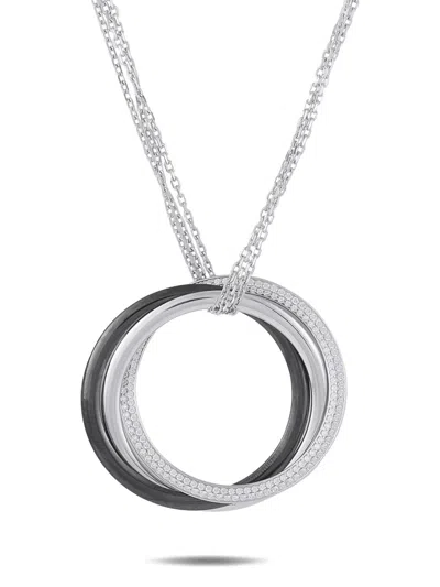 Pre-owned Cartier Trinity Diamond Necklace In Silver