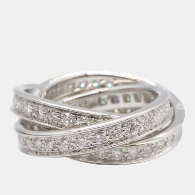 Pre-owned Cartier Trinity Diamonds 18k White Gold Ring Eu 49