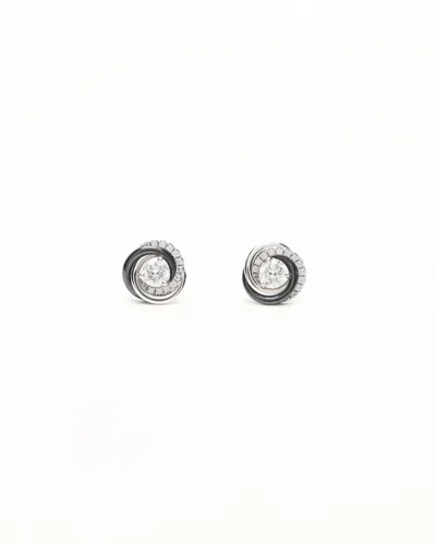 Cartier Trinity Diamonds Earrings, 18k White Gold And Black Ceramic