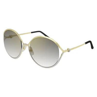 Cartier Trinity Grey Round Ladies Sunglasses Ct0226s 001 59 In Gold