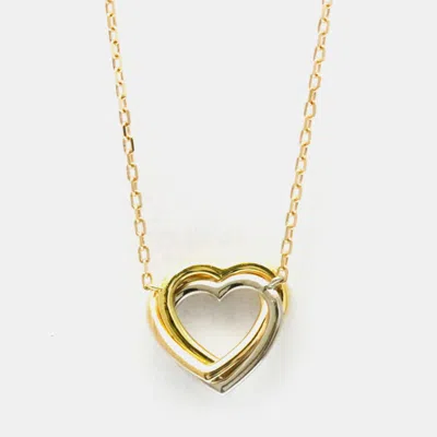 Pre-owned Cartier Trinity Heart 18k Yellow Rose White Gold Necklace