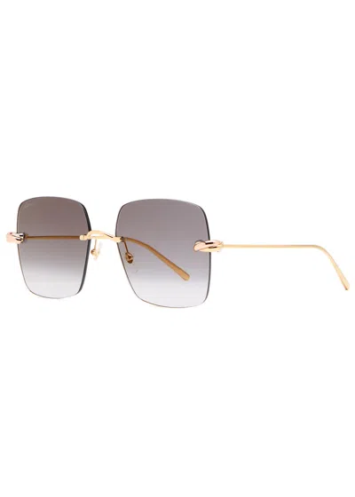 CARTIER CARTIER TRINITY RIMLESS SQUARE-FRAME SUNGLASSES 
