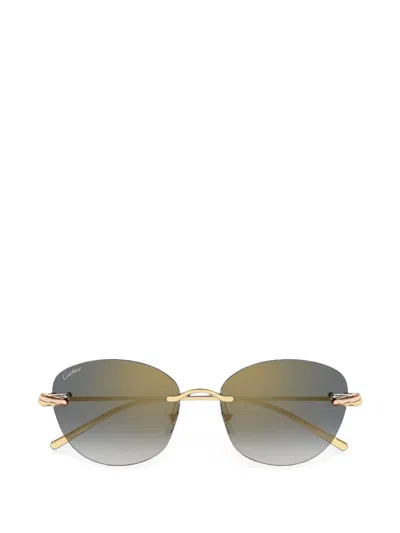 Cartier Trinity Rimless Sunglasses In Gold