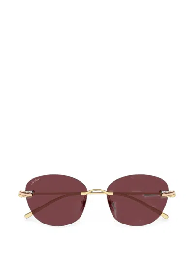 Cartier Trinity Rimless Sunglasses In Gold