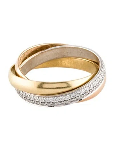 Pre-owned Cartier Trinity Ring, Small Model, Half-pavéd In Multi