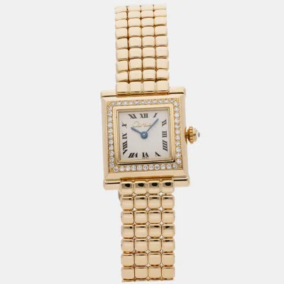 Pre-owned Cartier Trocadero Wa9001a6 White 18k Yellow Gold Diamonds Quartz Women Wristwatch 20mm