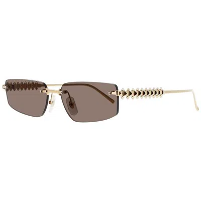 Cartier Unisex Gold Tone Rectangular Sunglasses Ct0544s002 In ["gold Tone"]