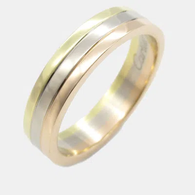 Pre-owned Cartier Vendome 18k Rose White And Yellow Gold Band Ring Eu 57
