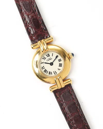 Cartier Vendome Vermeil 24mm Full Set 1992 Watch In Red