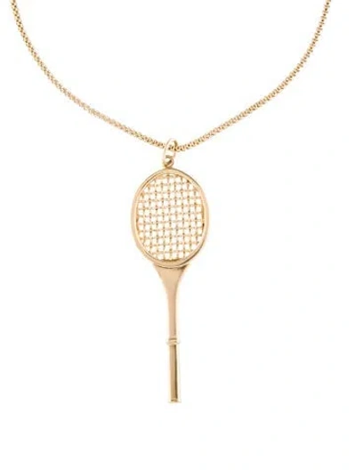 Pre-owned Cartier Vintage 14k Tennis Racquet Pendant W/ 14k Chain, 24" In Multi