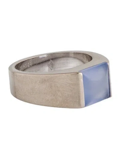 Pre-owned Cartier Vintage 18k Chalcedony Tank Ring In Multi