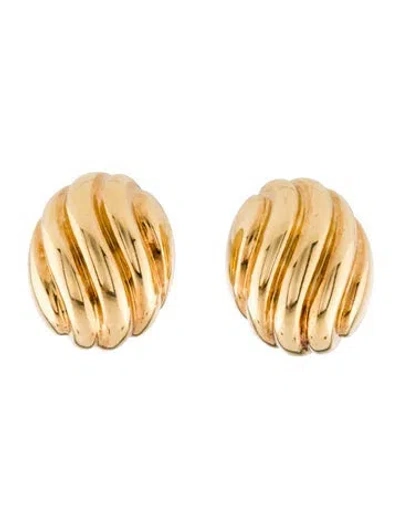 Pre-owned Cartier Vintage 18k Shell Design Clip-on Earrings In Multi