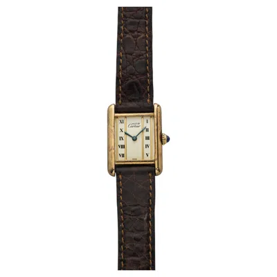 Pre-owned Cartier Vintage 1980s  Lady Must De  Tank Vermeil Line Dial Quartz 21mm In Multiple