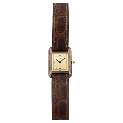 Pre-owned Cartier Vintage 1980s  Must Tank 3 04225 Vermeil Roman Dial Quartz 23mm In Multi