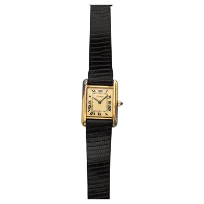 Pre-owned Cartier Vintage 1980s  Tank 66001 Vermeil Champagne Roman Dial Quartz 21mm In Multi