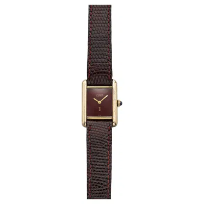 Pre-owned Cartier Vintage 1980s  Tank Must Vermeil Burgundy Spider Dial Manual 21mm In Red