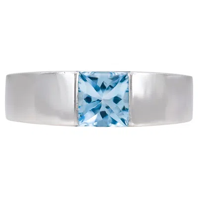Pre-owned Cartier Vintage 1990s  Aquamarine Tank Ring In Multi