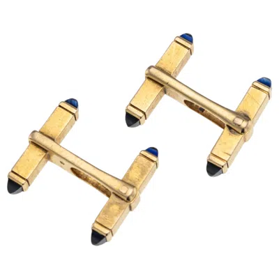 Pre-owned Cartier Vintage 20thc 18k Gold & Sapphire Cufflinks In The Manner Of  In Blue