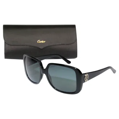 Pre-owned Cartier Vintage Black Sunglasses With Box, 1990 Silver Logo