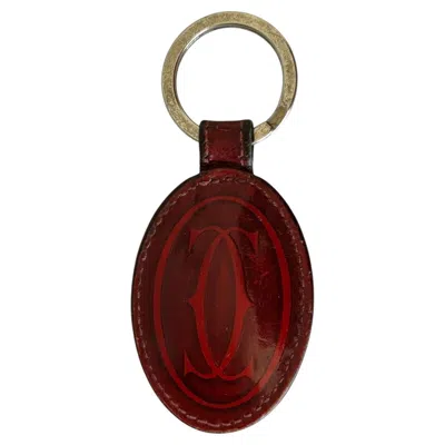 Pre-owned Cartier Vintage Burgundy Red Leather Key Chain Bag Charm, 1980s Design