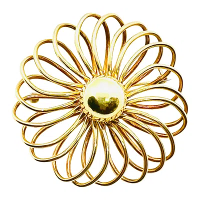 Pre-owned Cartier Vintage  14k Yellow Gold Spiral Design 53mm Round Brooch