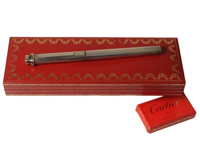 Pre-owned Cartier Vintage  18ct Gold Plated Nib Trinity Fountain Pen With Box & Cartridges In Brown