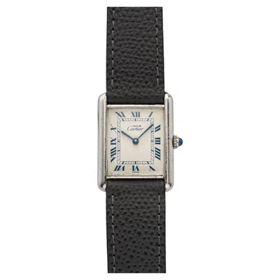 Pre-owned Cartier Vintage  Must De Tank 690006 Sterling Silver White Roman Dial Quartz 23mm