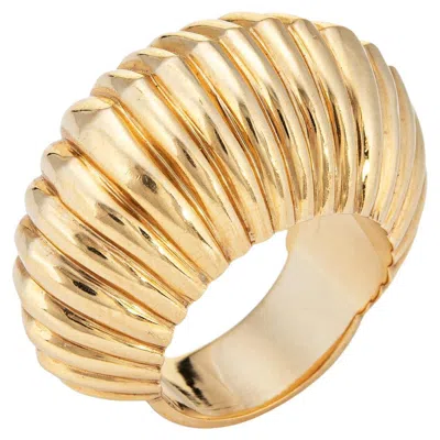 Pre-owned Cartier Vintage  Ring C1945 Bombe Fluted Dome 14k Gold Sz 5.75 Shell Jewelry In Multi