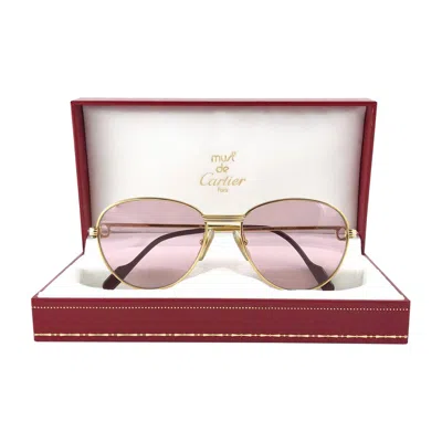 Pre-owned Cartier Vintage  Ruby France Louis Vintage Heavy Gold Plated 55mm Sunglasses