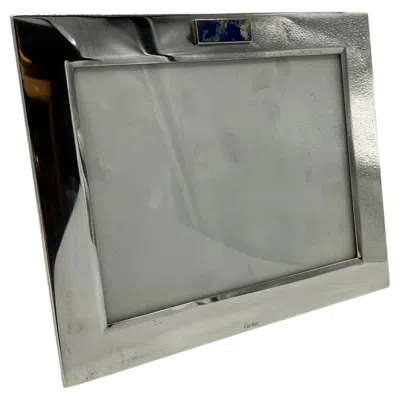 Pre-owned Cartier Vintage  Silver Photo Frame With Lapis Lazuli Detail