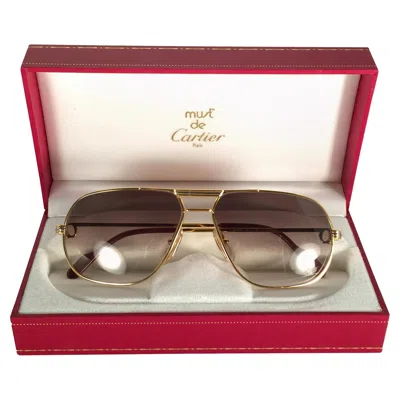Pre-owned Cartier Vintage  Tank 59mm Medium Gradient Vendome Sunglasses 18k Sunglasses In Sand