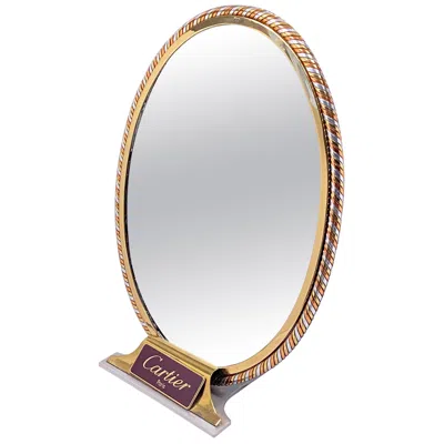 Pre-owned Cartier Vintage  "trinity" Table Mirror Silver Gold And Rose Plated, 1970 In Red