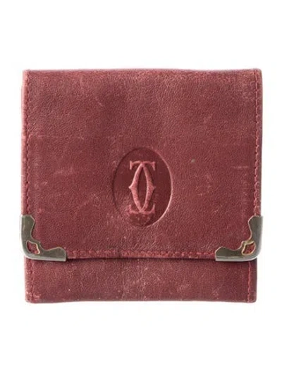 Pre-owned Cartier Vintage Coin Purse Coin Pouch In Burgundy