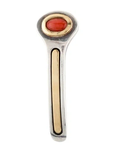Pre-owned Cartier Vintage Coral Strata Bar Brooch In Multi