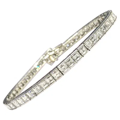 Pre-owned Cartier Vintage Deco Asscher Diamond Platinum Line Tennis Bracelet In Multi