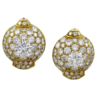 Pre-owned Cartier Vintage Diamond Bombe Button Earrings, Circa 1970s In Multiple