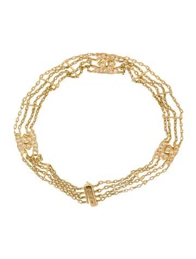 Pre-owned Cartier Vintage Diamond Double C De  Station Bracelet, 7.5" In Multi