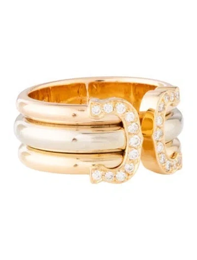 Pre-owned Cartier Vintage Double C De  Ring In Multi