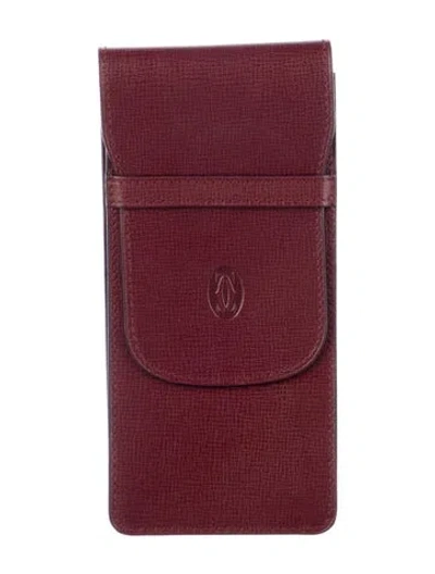 Pre-owned Cartier Vintage Leather Pen Pouch In Red