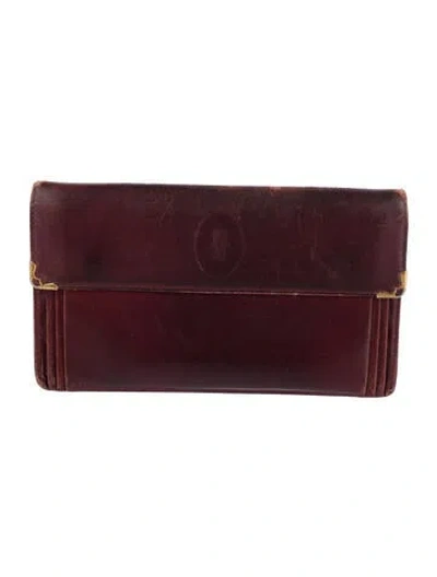 Pre-owned Cartier Vintage Leather Pouch In Burgundy