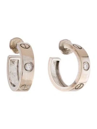 Pre-owned Cartier Vintage Love Hoop Earrings, 2 Diamonds In Multi