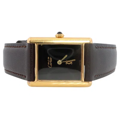 Pre-owned Cartier Vintage Must De  Mystery Tank Watch. Argent Manual Black Dial Tank.