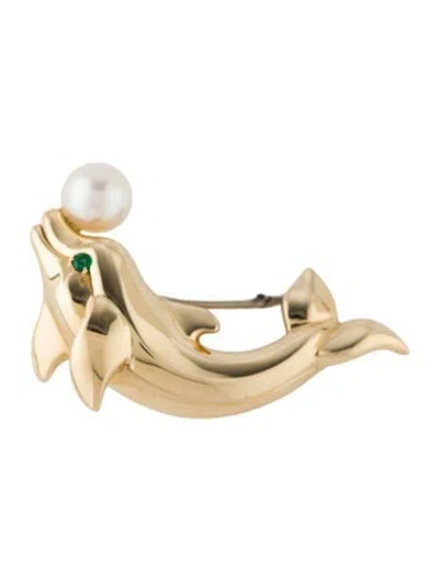 Pre-owned Cartier Vintage Pearl Dolphin Brooch In Multi
