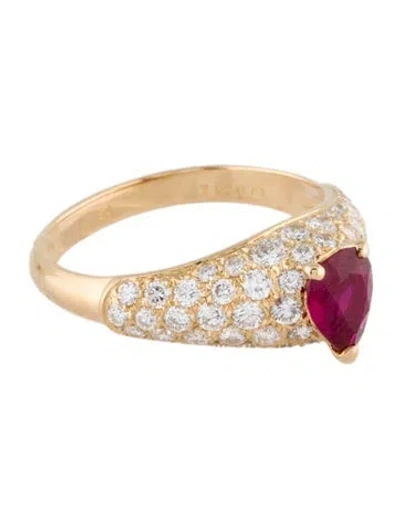 Pre-owned Cartier Vintage Ruby & Diamond Cocktail Ring In Multi
